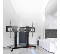 Mobile TV Cart Stand with Wheels - Motorized Electric Lift Adjustable Height TV Mount 52-100 Inch Screen Compatible 4-Step Memory Function Classic Black TV Stand
