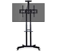 Mobile TV Cart with 2 Shelves Black Steel Rolling TV Stand for 32-65 Inch TVs Portable Swivel Design for Conference Rooms Tradeshows & Hospitals 50kg Load Capacity