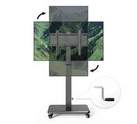 Mobile TV Cart with Handle Stepless Lift,Rolling TV Stand for 42-75inch TVs with 90 Rotating,Portrait to Landscape,Height Adjustable TV Stand with Wheels Holds up to 110lbs,Max VESA 600x500mm (Black)