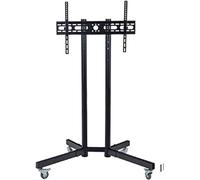 Mobile TV Cart with Height Adjustable Stand - Rolling Universal TV Stand for 32"-65" Screens - Portable Floor Cart with Lockable Wheels for Easy Mobility