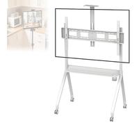 Mobile TV Cart with Interactive Whiteboard Support Lockable 360° Wheels Floor TV Stand for Living Room & Conference Room Fits Screens 42"-86"