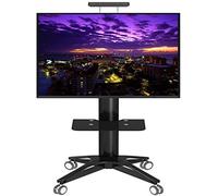 Mobile TV Cart with Lockable Wheels Height Adjustable Stand for 32-70 Inch Flat & Curved TVs Rolling Display Trolley for Office Home and Events