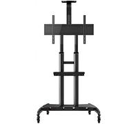 Mobile TV Cart with Tray Height Adjustable TV Stand for 55-80" 360° Rotating Wheels Portable Floor Mount Ideal for Home Office Conference Room Use