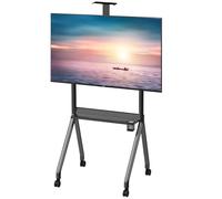 Mobile TV Cart with Wheels Adjustable Height 5060" Fits 42120" Flat/Curved Screens Portable Monitor Stand Supports Up to 150kg Black TV Trolley