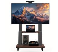 Mobile TV Cart with Wheels - Adjustable Rolling Stand for 32-75" TVs Portable Floor Mount with Shelf VESA Compatible up to 600x400mm - Ideal for Home & Office Use (Black)