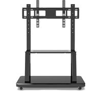 Mobile TV Cart with Wheels Adjustable Rolling TV Stand Universal Tilting TV Stand with Tray Height-Adjustable One-Piece Base for Home Office or Events