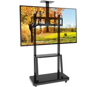 Mobile TV Cart with Wheels and Laptop Shelf - Portable Rolling Stand for Flat & Curved Screens, Ideal for Home & Office