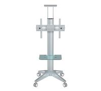 Mobile TV Cart With Wheels - Portable Floor TV Stand, for 32 To 70 Inch LCD/LED TVs, With Tray, Rolling TV Cart for Home Display With Adjustable Height,Silver