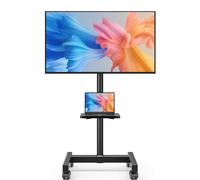 Mobile TV Floor Stand for 13-50 inch LCD LED Flat/Curved Panel Screen TVs up to 35 kg, Height Adjustable TV Stand Mount with Tilt VESA 200x200, Portable TV Stand with Shelf AX2007TBM