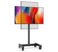 Mobile TV Floor Stand for 13-50 inch LCD LED Flat/Curved Panel Screen TVs up to 35 kg, Height Adjustable TV Stand Mount with VESA 200x200, Portable TV Stand with Tilt Function AX1007TBM