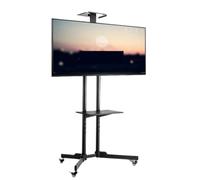 Mobile TV Stand for 32-65 Inch LCD/LED TVs - Height-Adjustable Rolling Cart with Swivel and Shelf