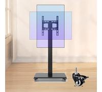 Mobile TV Stand on Wheels - Adjustable Floor Cart for 32-65" LED Flat Screen TVs Heavy Duty Supports Up to 220 lbs Easy Assembly Ideal for Home & Office Use
