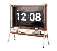 Mobile TV Stand on Wheels for 32-65 Inch Screen,Height Adjustable,Solid Wood Mobile TV Cart,Heavy Duty Portable Floor Stainless Steel Mobile TV Stand,max Load 198 lbs(B)
