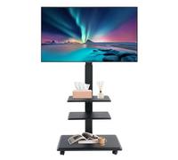 Mobile TV Stand on Wheels for 32-70 Inch LCD LED Flat Panel Plasma TVs, Corner TV Floor Stand with Shelf Height Adjustable TV Trolley up to 45 kg, Angle Adjustable 60°, Black (Black)