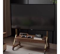 Mobile TV Stand on Wheels for 40-85 Inch TVs Adjustable Height Solid Wood Rolling Cart 120kg Capacity Light Brown Universal TV Cart