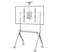 Mobile TV Stand on Wheels for 55-100 Inch TVs & Smart Boards, 120kg Capacity, Adjustable Floor Cart with 4 Locking Casters for Classroom, Office, Home