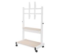 Mobile TV Stand On Wheels, Rolling TV Cart with Media Shelf TV Trolley Stand Height Adjustable 43-86In TV Stand 100Kg Load, Wheels with Brakes, Living Room Bedroom Office, Home Diy Installer