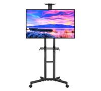 Mobile TV Stand on Wheels, Rolling tv stand, TV Stand Mobile with Mount Bracket and 2 Shelves, Rolling TV Cart for 32” - 70” LCD Led Flat Screen TV, Height Adjustable TV Trolley