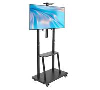 Mobile TV Stand on Wheels with Mount and Fabric Drawer, Height Adjustable, Rolling TV Cart with Media Shelf, for 32-85in LED/LCD/OLED TVs Holds 132lbs, Max VESA 600x400mm