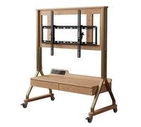 Mobile TV Stand Tilt & Height Adjustable Rolling TV Cart with Drawers Wood Floor TV Stand 40-85 Inch TV 80kg Max Load