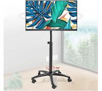 Mobile TV Stand, Universal Swivel TV Stand, Height Adjustable Outdoor Metal Trolley Stand with Locking Wheels for Living Room Use