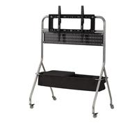 Mobile TV Stand with 360° Wheels and Stainless Steel Shelves, Portable Console Trolley for Easy Moving in Home, Office, Hotel