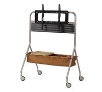 Mobile TV Stand with 360° Wheels and Stainless Steel Shelves, Portable Console Trolley for Easy Moving in Home, Office, Hotel