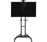 Mobile TV Stand with Adjustable Bracket Rolling TV Cart with Caster Wheels & 2 Shelves - Versatile TV Mount for Home Office and Classroom Use