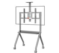 Mobile TV Stand with Adjustable Height and Lockable Wheels for Large Screens, Ideal for Interactive Displays and Secure Transport