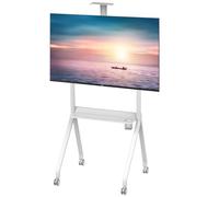 Mobile TV Stand with Adjustable Height for 42-120 Inch TVs, Rolling TV Cart with Wheels, Supports Up to 150kg, White TV Furniture for Home/Office