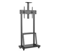 Mobile TV Stand with Adjustable Height, Lockable Wheels, and Shelf - Supports Up to 150KG