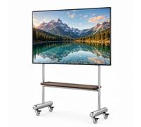 Mobile TV Stand with Shelf, Rolling TV Cart on Wheels, Fits 32-75 Inch