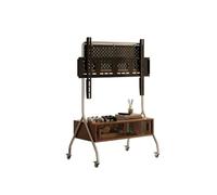 Mobile TV Stand with Storage Cabinet for 40-75 Inch Screens, Height Adjustable Rolling Cart for Living Room, Bedroom, Universal Floor Mount