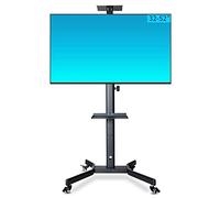 Mobile TV Stand with Wheels & 2 Trays Rolling Mount Cart for 26-52" Flat/Curved TVs Holds 35kg/77.2lbs Perfect for Home & Office Use Stylish Design