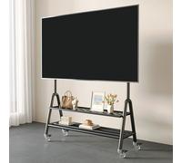 Mobile TV Stand with Wheels, Adjustable Rolling Cart for 60-100" Sns, Double-Layer Storage, ° Rotating Pulley, Floor TV Stand