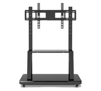 Mobile TV Stand with Wheels Adjustable Rolling TV Cart Universal Tilting TV Stand One-Piece Base Height Adjustable with Tray Perfect for Home or Office Use