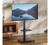 Mobile TV Stand with Wheels - Height Adjustable Portable Floor Stand with Media Shelf, Rolling TV Stand for 32-70 Inch Flat Screen TVs, Supports up to 88 lbs/40 kg