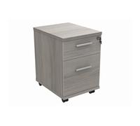 Mobile Under Desk Office Storage Unit 2 Drawers Alaskan Grey Oak