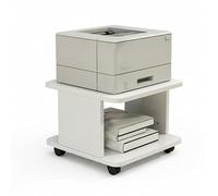 Mobile Under Desk Printer Stand with Storage Drawer & Shelves Rolling Printer Cart with Locking Wheels for Home Office nization - White 15.7" x 19.6"