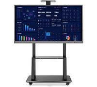 Mobile Universal TV Stand with 2 Shelves Height Adjustable Rolling Trolley for LED/LCD/Plasma Flat Screens Fits 32-65 inch TVs Black