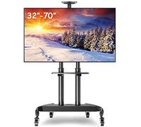 Mobile Universal TV Stand with Swivel Screen & Storage Shelf - Rolling Cart for Classrooms & Offices Fits 32-70 Inch TVs Adjustable Height Easy Mobility