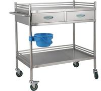 Mobile Utility Cart with Drawers - 2-Tier Rolling Trolley for Medical and Laboratory Use - High Load Capacity