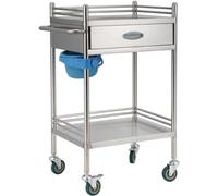 Mobile Utility Cart with Drawers - 2-Tier Rolling Trolley for Medical and Laboratory Use - High Load Capacity