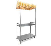 Mobile Vending Cart Stand, Galvanized Steel Concession Trailer for Outdoor Market and Food Vendor Kiosk