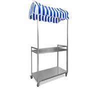 Mobile Vending Cart Stand, Galvanized Steel Concession Trailer for Outdoor Market and Food Vendor Kiosk