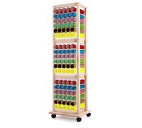 Mobile Vinyl Roll Holder - 90 Compartments Vinyl Storage Cart with Locking Castor Wheels, Wooden 3 Tier HTV Organizer Rack for Craft Room Home DIY (2" Hole Size)