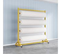 Mobile Vinyl Wrap Roll Holder - Heavy Duty Steel Organizer with Adjustable Rods for Fabric, Tablecloth, Window Film & Wallpaper - 8 Rods, 200x45x200cm Storage Rack