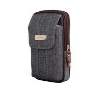 Mobile Waist Bag Men Cowhide Leather Fanny Waist Bag Classic Texture Creative Delicate Design Chic Business Solid Mobile Phone Belt Bum Pouch(Grey)