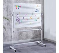 Mobile Whiteboard, 35x47in Reversible Music Staff White Board, Double-Sided Magnetic Whiteboard with Stand