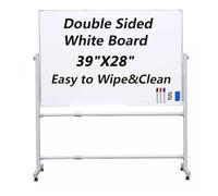 Mobile Whiteboard on Wheels, Adjustable Height, 48x39 Inch Magnetic Rolling Dry Erase Board for Presentations and Office Collaboration
